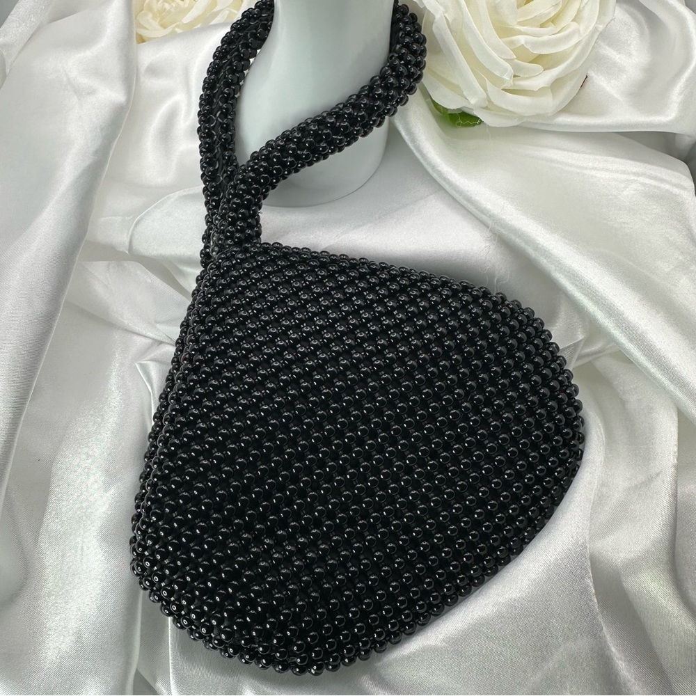 Chic Black Beaded Clutch - Picture 7 of 9